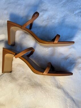 The Drop Chesnut Brown Leather Strappy Sandal - Size 12